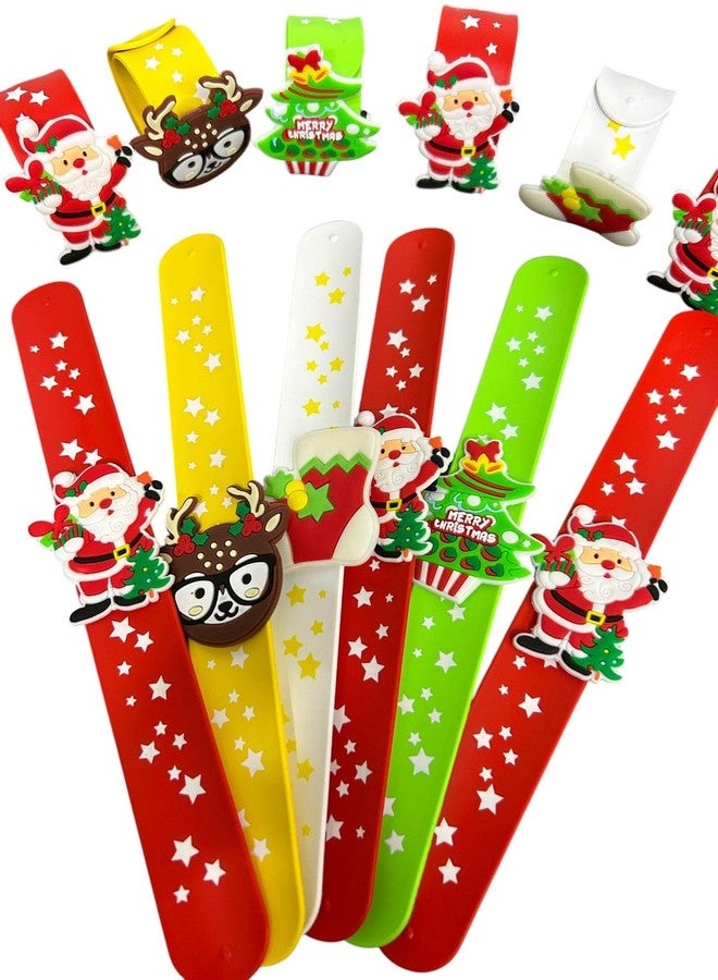 Asera Christmas X-mas Theme Slap Band Bracelets Silicone Wristbands Party Supplies Kids Party Favors Decor Novelty Toy School Prize Gifts Children Goodie Bag Fillers (Set of 24) - Image 2